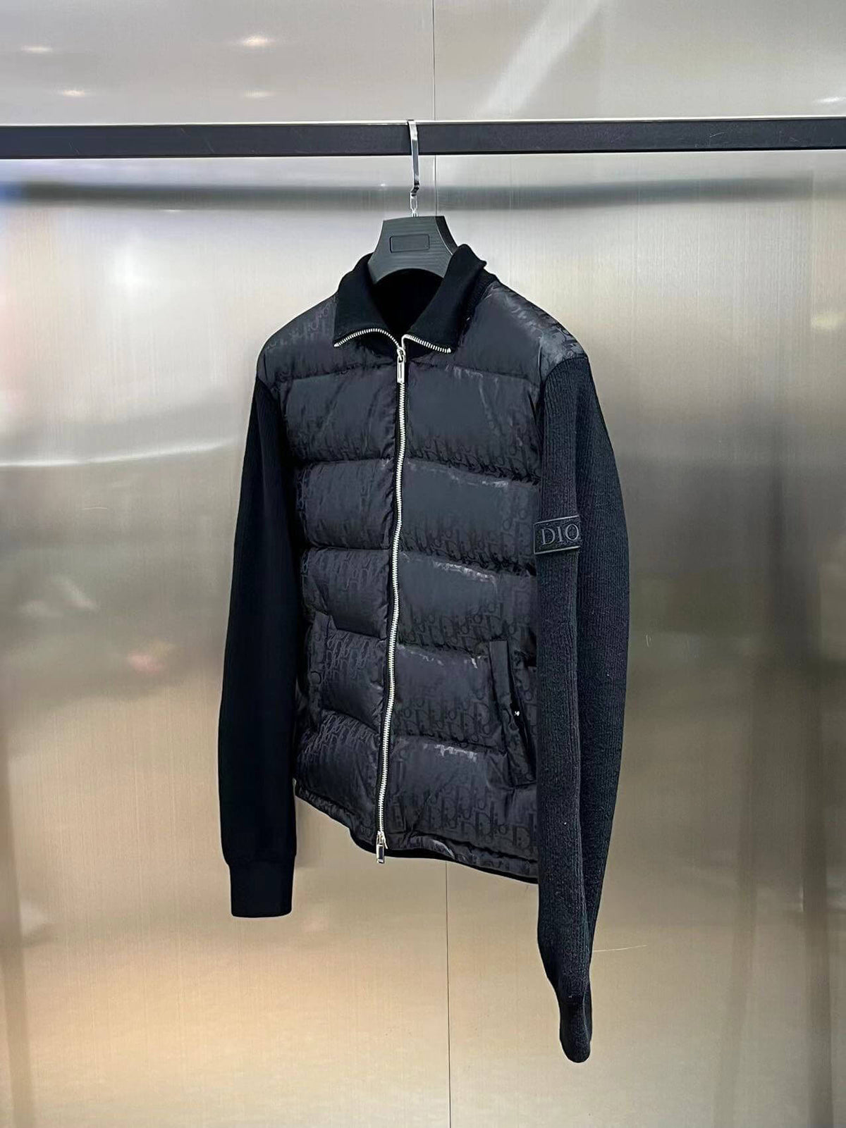Dior Oblique Bi-Material Down Jacket – Black Technical Jacquard