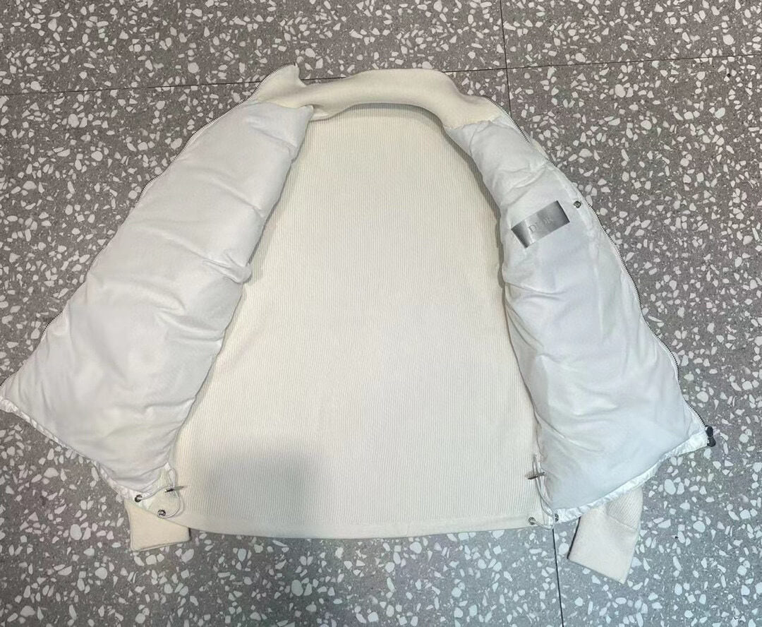 Dior Oblique Bi-Material Down Jacket – White Technical Jacquard