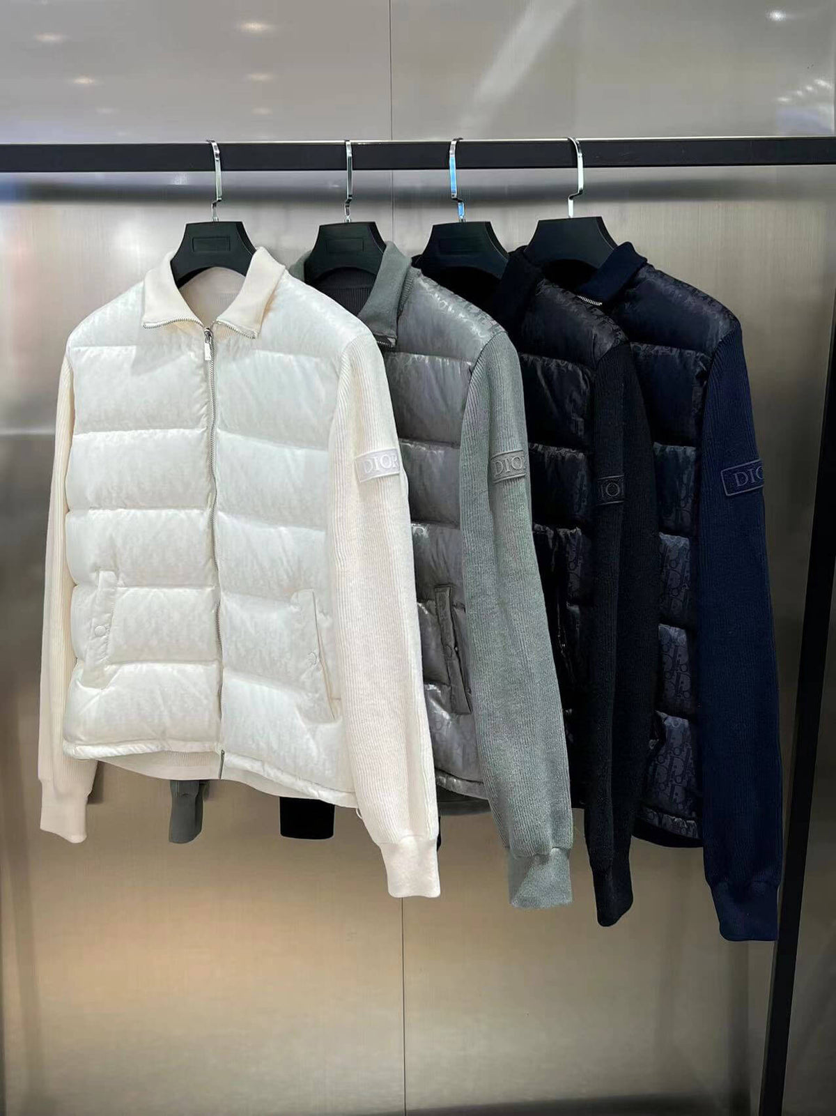 Dior Oblique Bi-Material Down Jacket – White Technical Jacquard