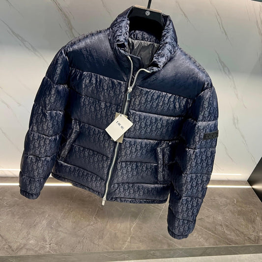 Dior Oblique Technical Jacquard Down Puffer Jacket – Navy Blue