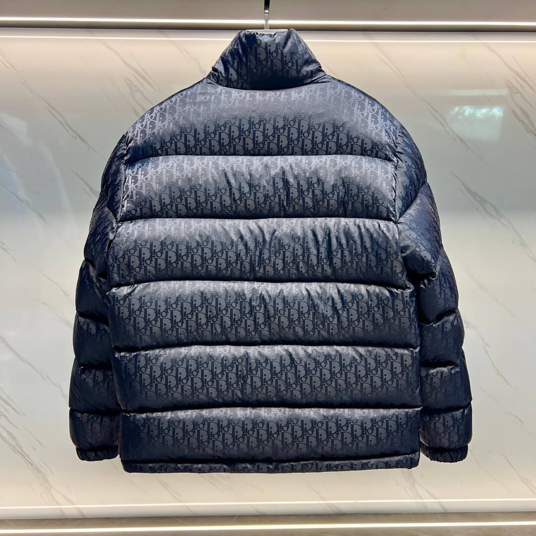 Dior Oblique Technical Jacquard Down Puffer Jacket – Navy Blue