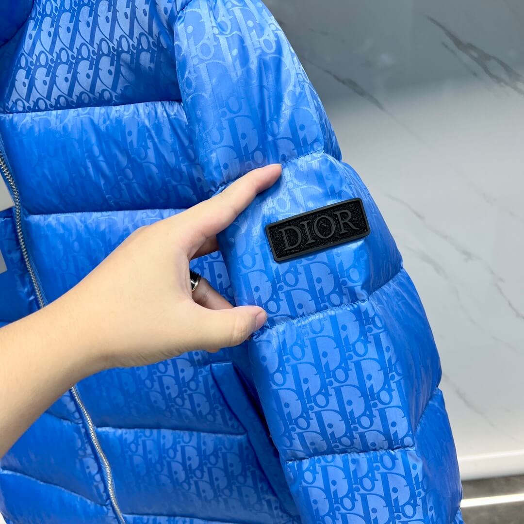 Dior Oblique Technical Jacquard Down Puffer Jacket – Electric Blue