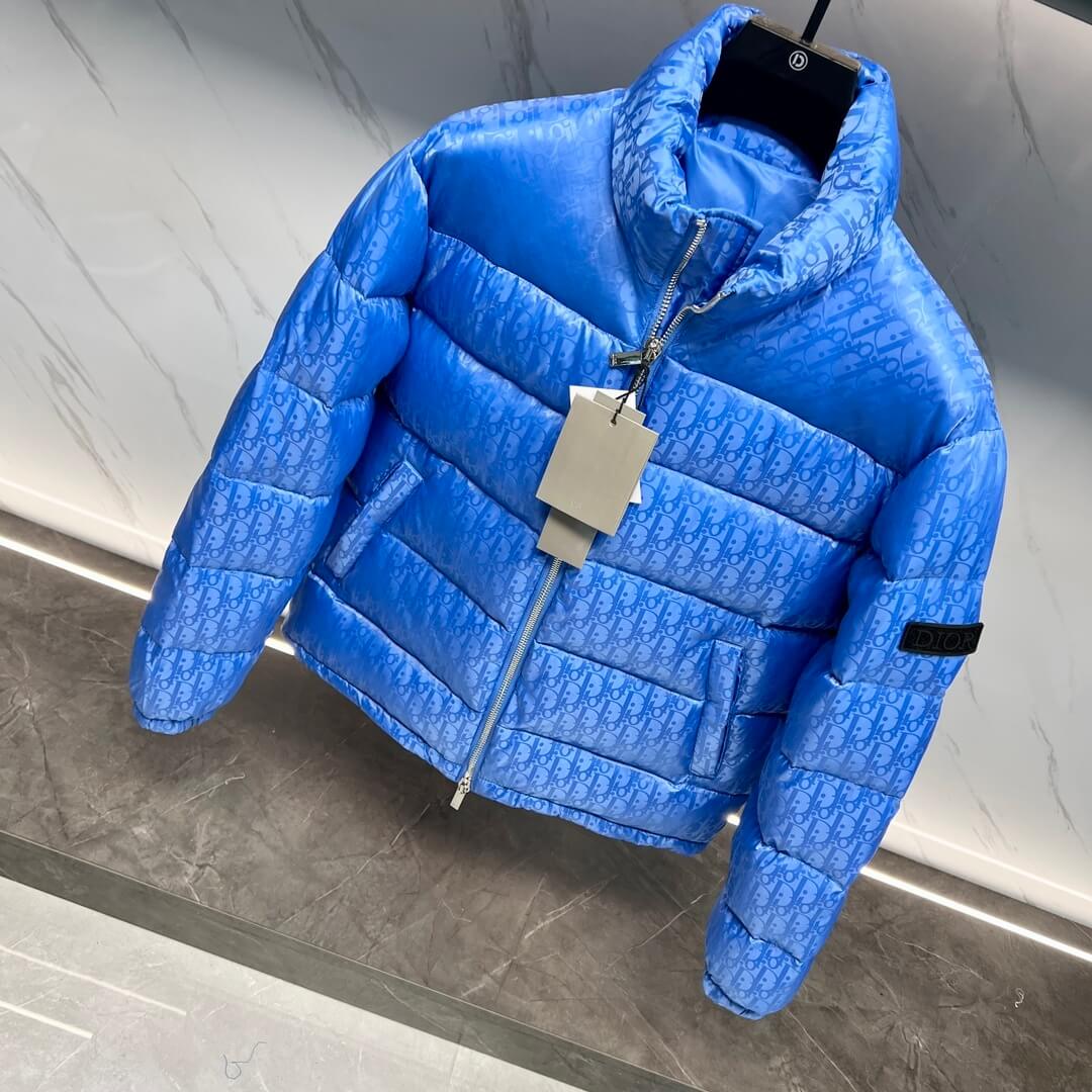 Dior Oblique Technical Jacquard Down Puffer Jacket – Electric Blue