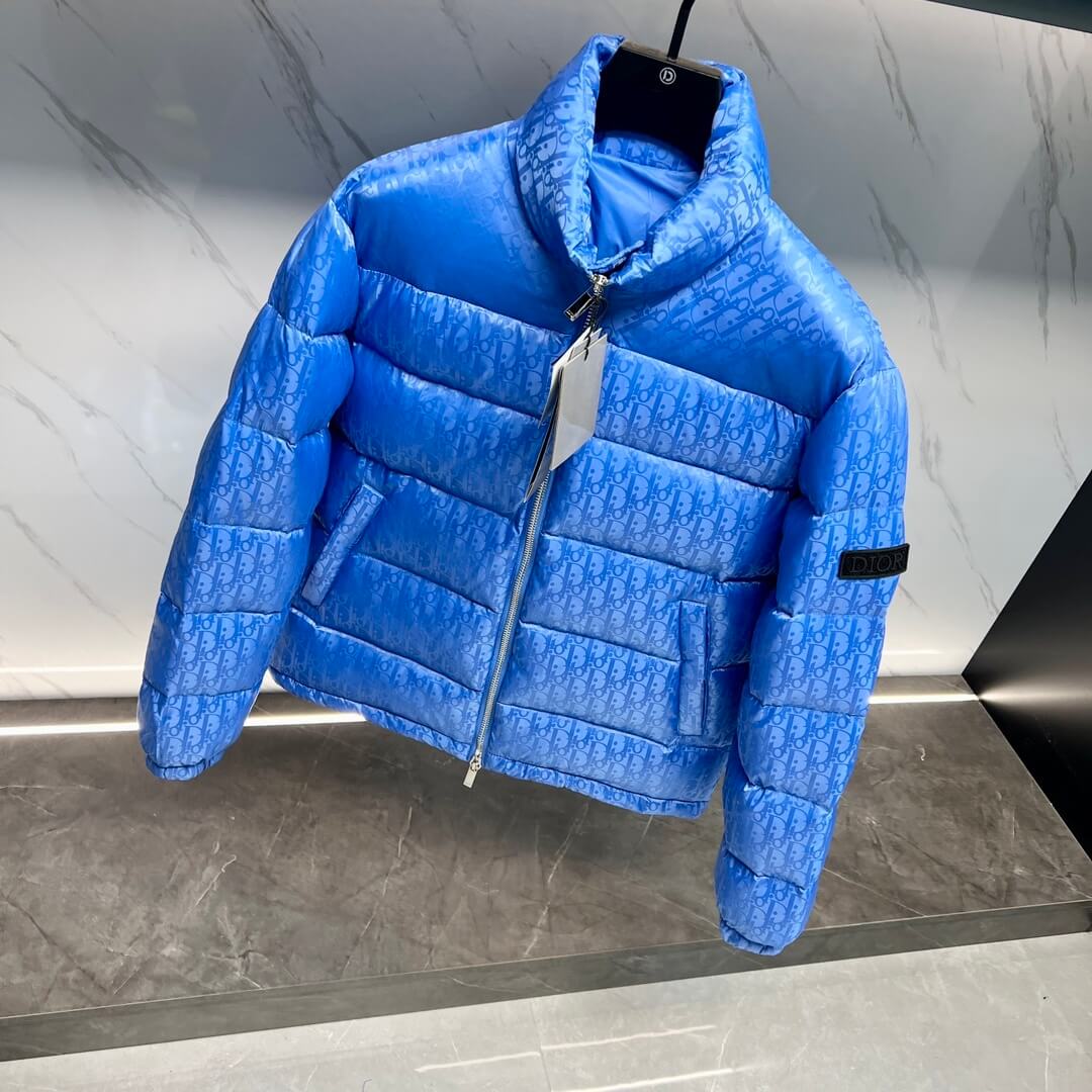 Dior Oblique Technical Jacquard Down Puffer Jacket – Electric Blue