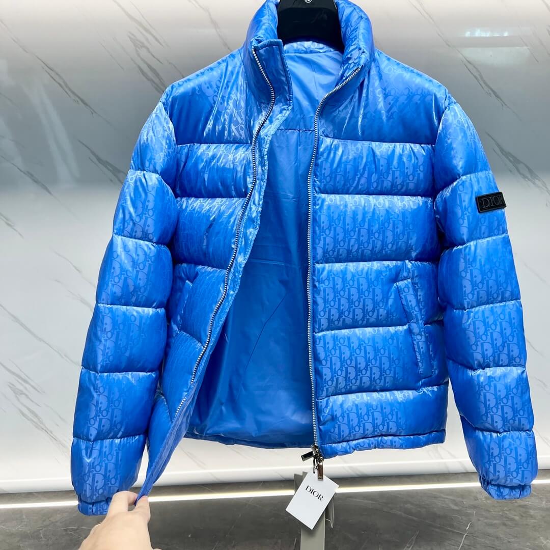 Dior Oblique Technical Jacquard Down Puffer Jacket – Electric Blue