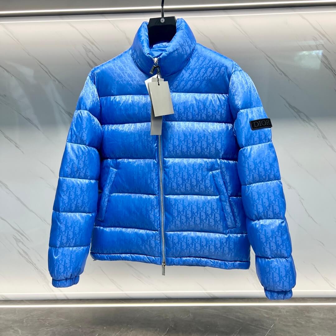 Dior Oblique Technical Jacquard Down Puffer Jacket – Electric Blue