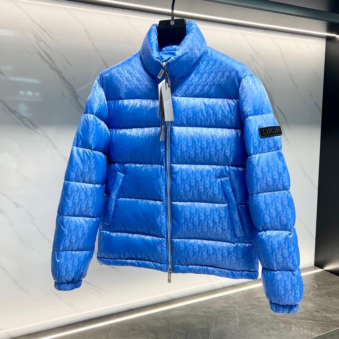 Dior Oblique Technical Jacquard Down Puffer Jacket – Electric Blue