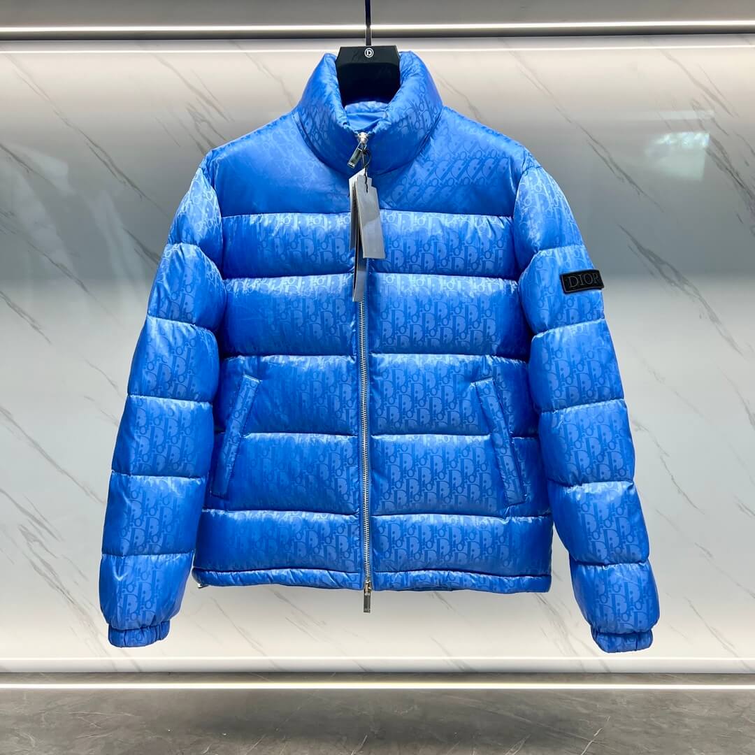 Dior Oblique Technical Jacquard Down Puffer Jacket – Electric Blue