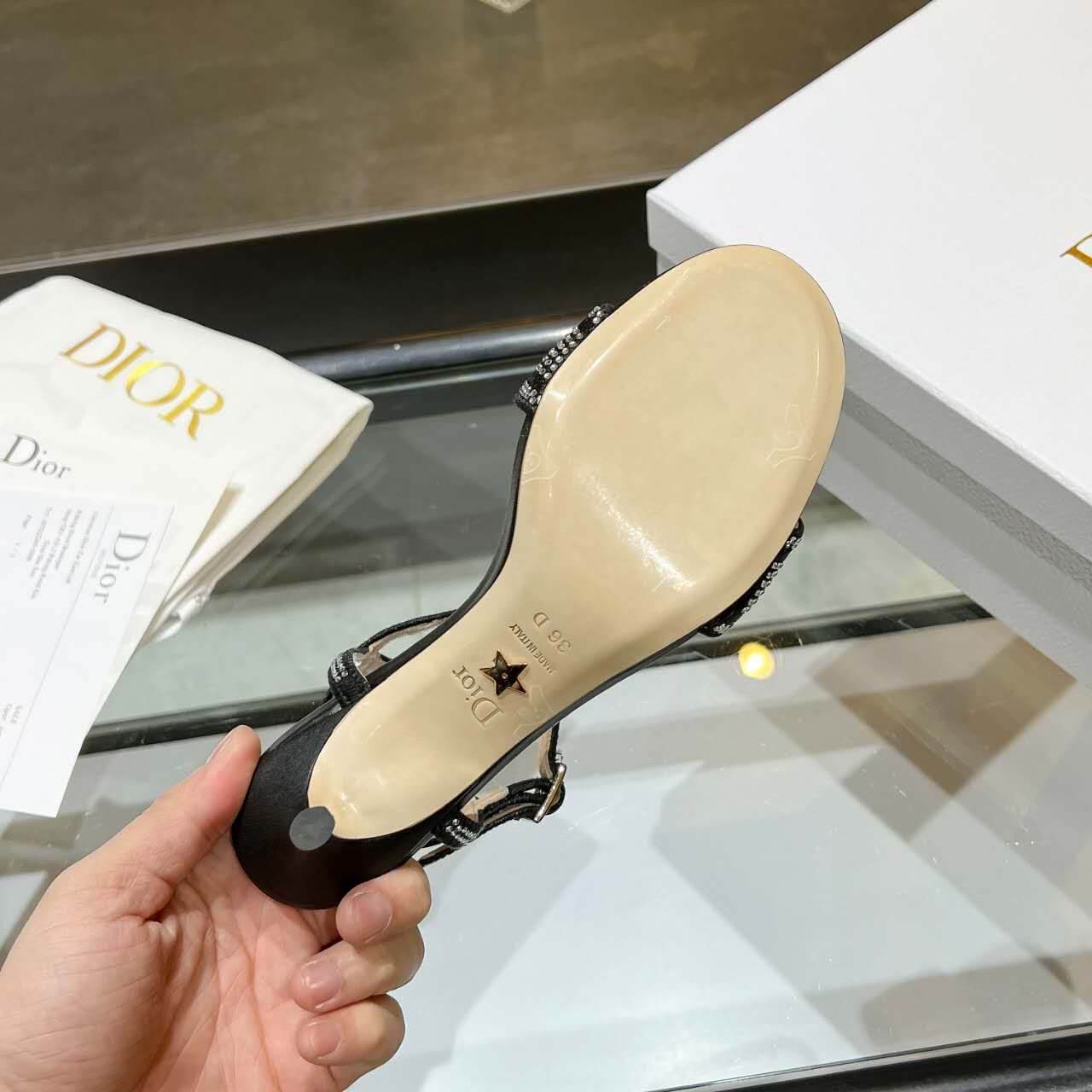 Dior Dway Heeled Sandal Black