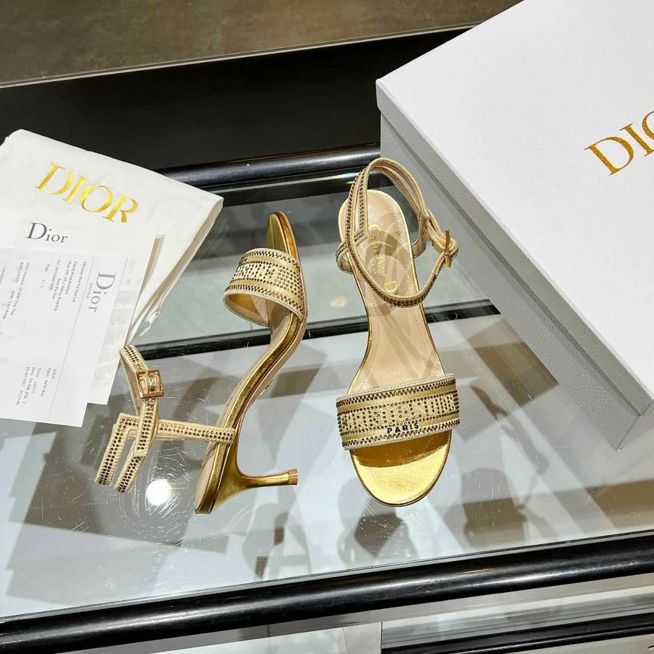 Dior Dway Heeled Sandal Gold