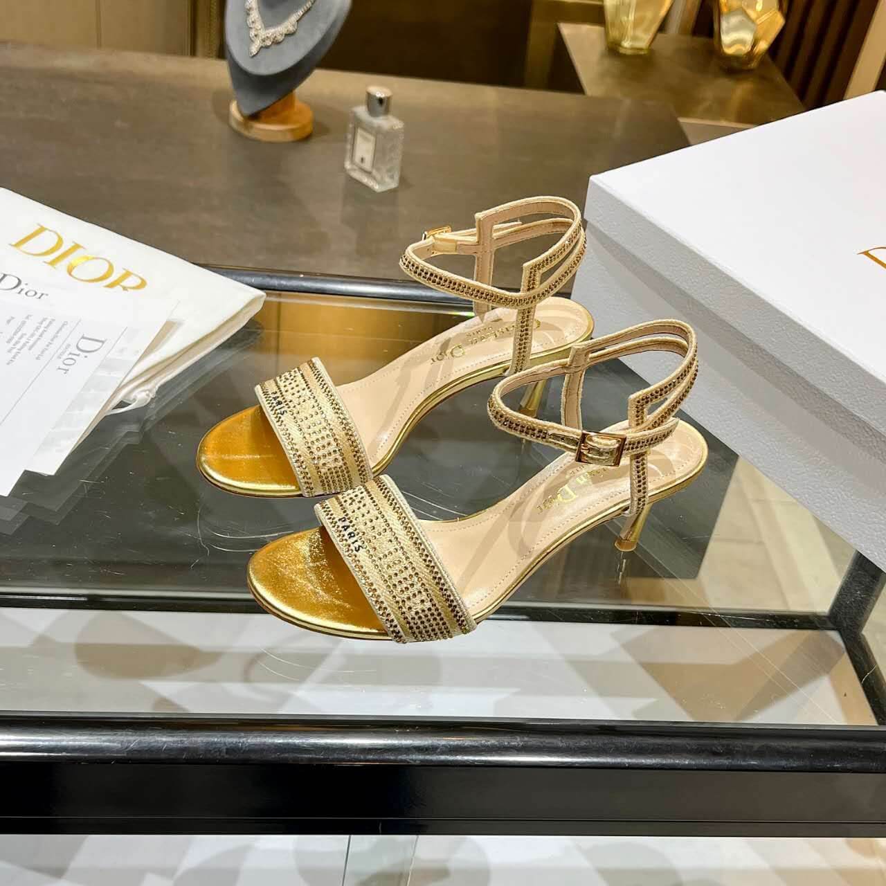Dior Dway Heeled Sandal Gold