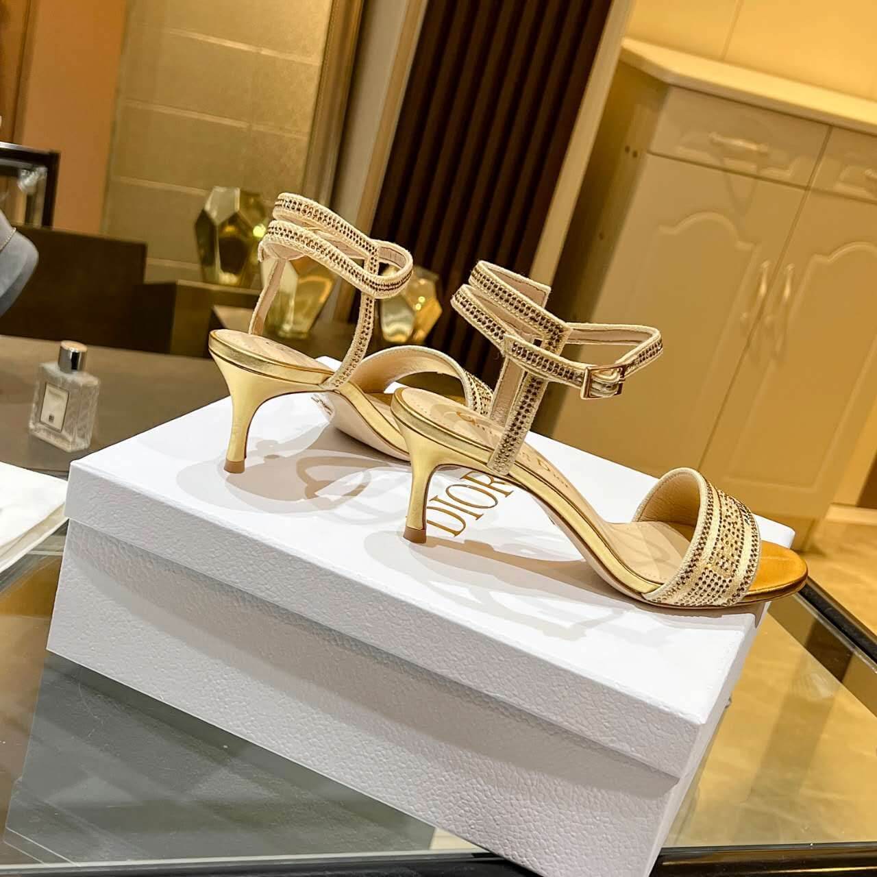 Dior Dway Heeled Sandal Gold