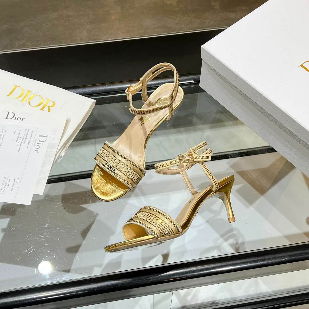 Dior Dway Heeled Sandal Gold