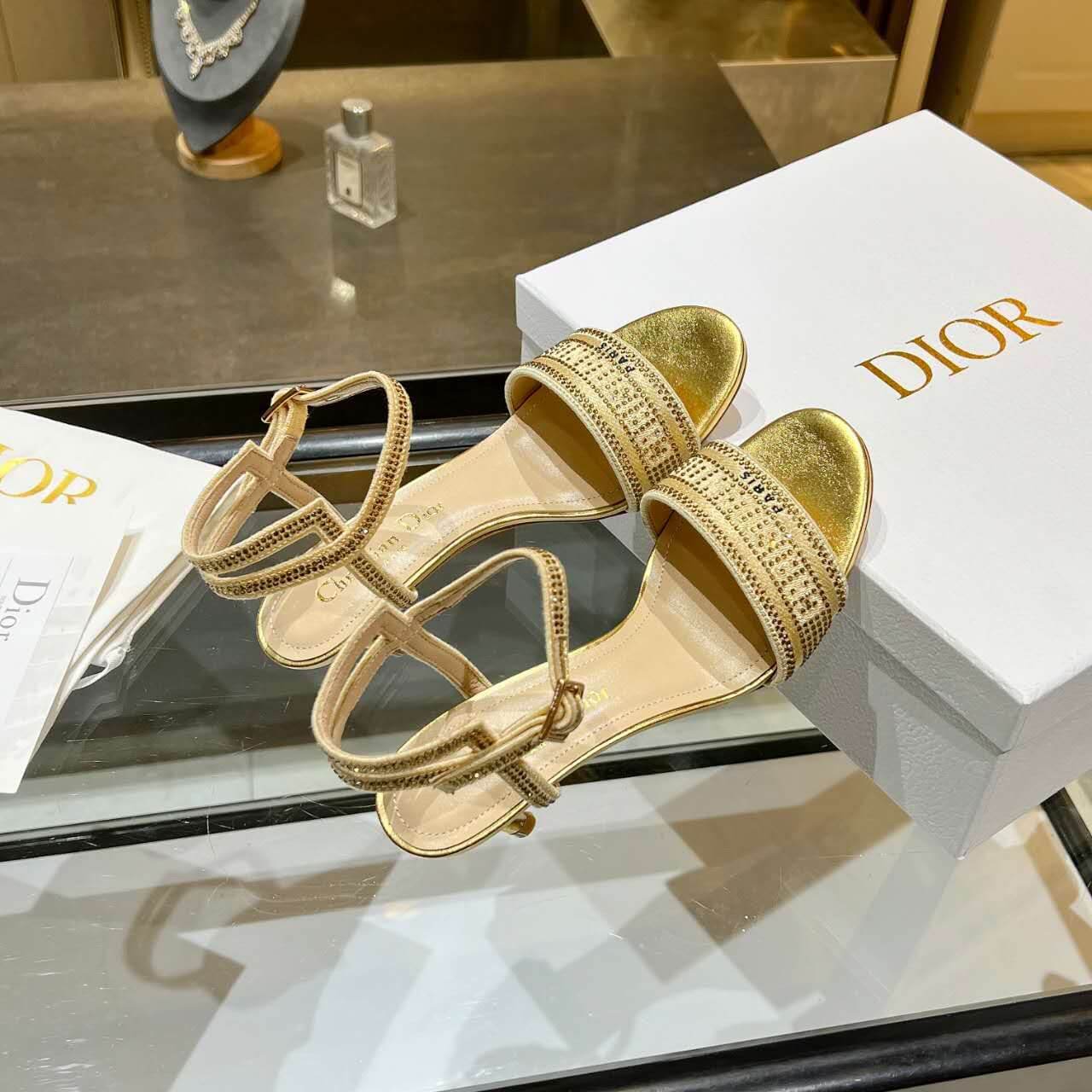 Dior Dway Heeled Sandal Gold