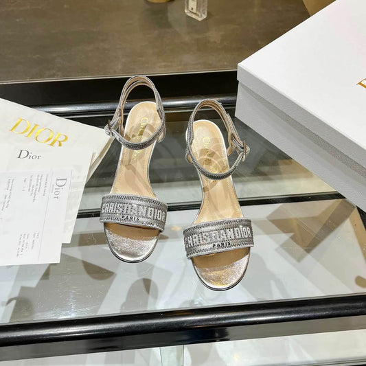 Dior Dway Heeled Sandal Silver