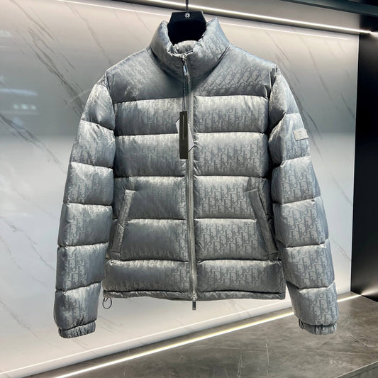 Dior Oblique Technical Jacquard Down Puffer Jacket – Silver Grey