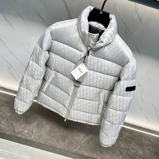 Dior Oblique Technical Jacquard Down Puffer Jacket – Silver