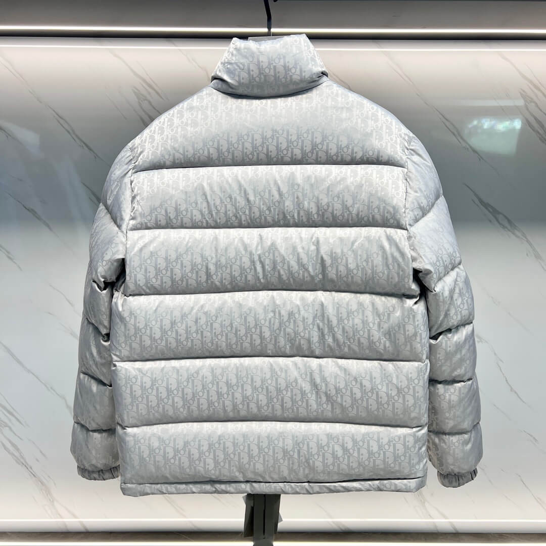 Dior Oblique Technical Jacquard Down Puffer Jacket – Silver