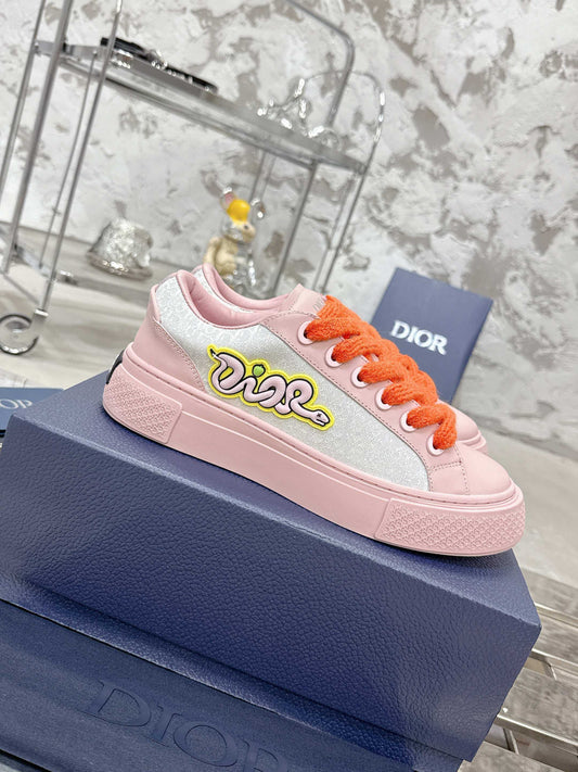 Dior x Kaws - B33 Calfskin & Dior Oblique Canvas Pink / Grey Low Top Sneakers