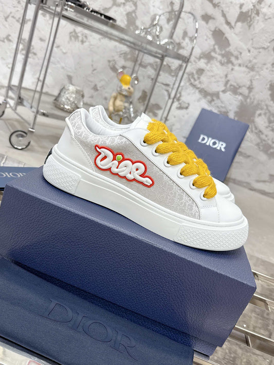 Dior x Kaws - B33 Calfskin & Dior Oblique Canvas White / Grey Low Top Sneakers