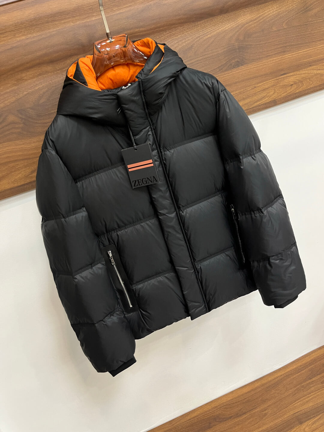 Ermenegildo Zegna Puffer Men's Down Jacket- Black