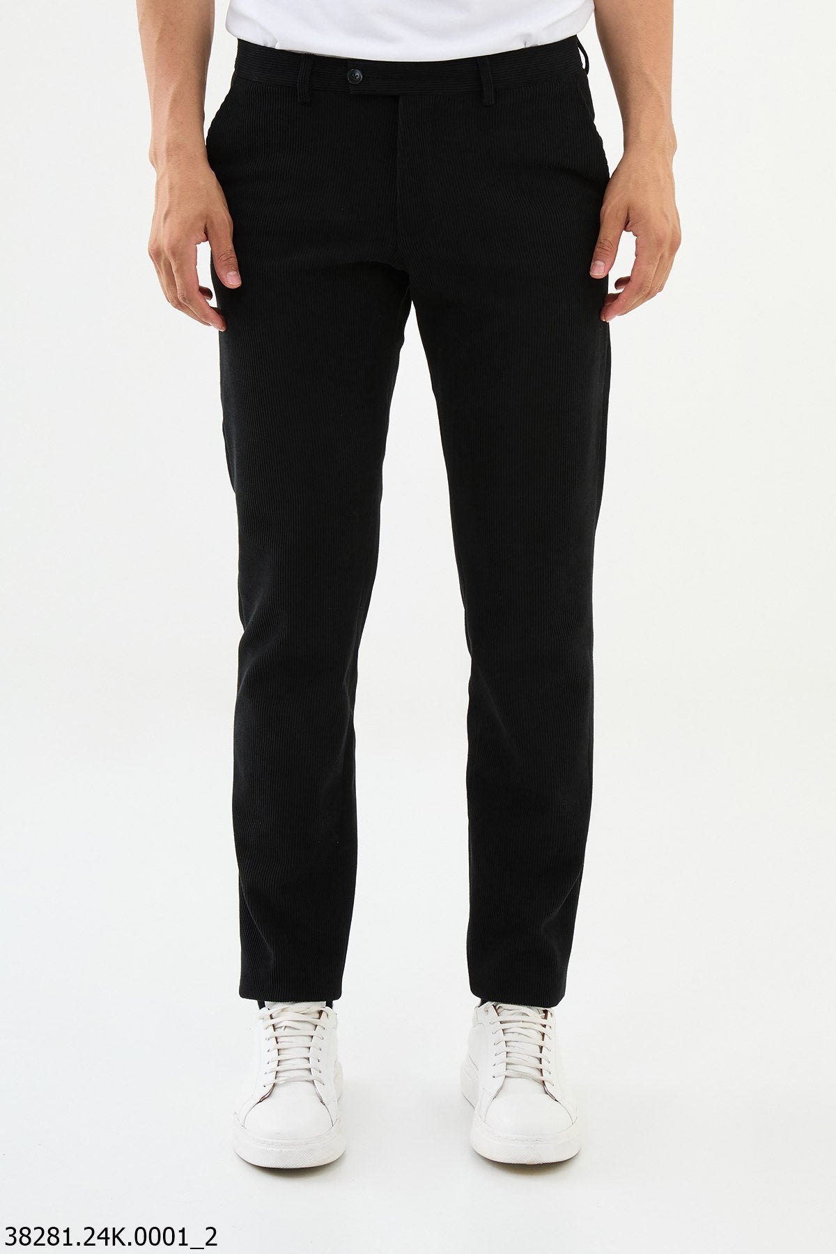 HolloMen Black Corduroy Slim-Fit Dress Pants. HolloMen Black Corduroy Slim-Fit Dress Pants.