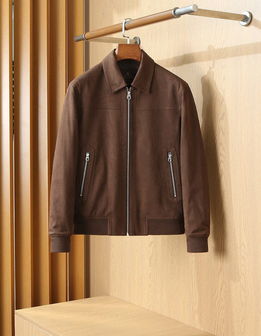 Loro Piana Ivy Padded Suede Bomber Jacket – Brown