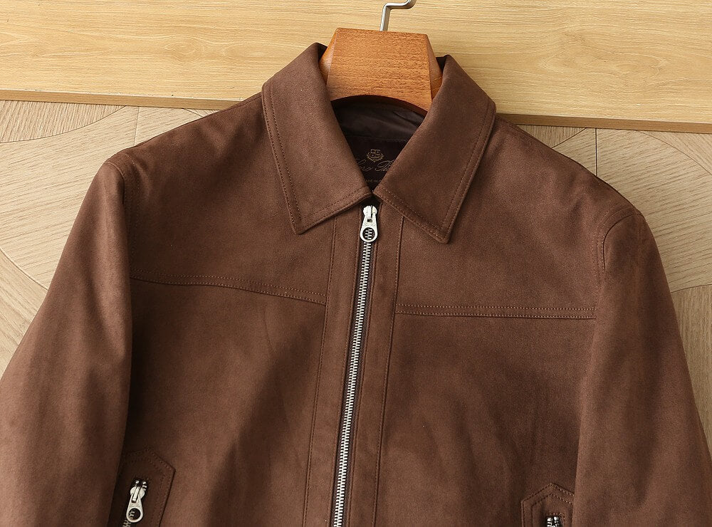 Loro Piana Ivy Padded Suede Bomber Jacket – Brown