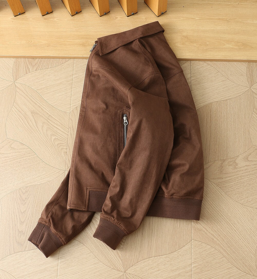 Loro Piana Ivy Padded Suede Bomber Jacket – Brown
