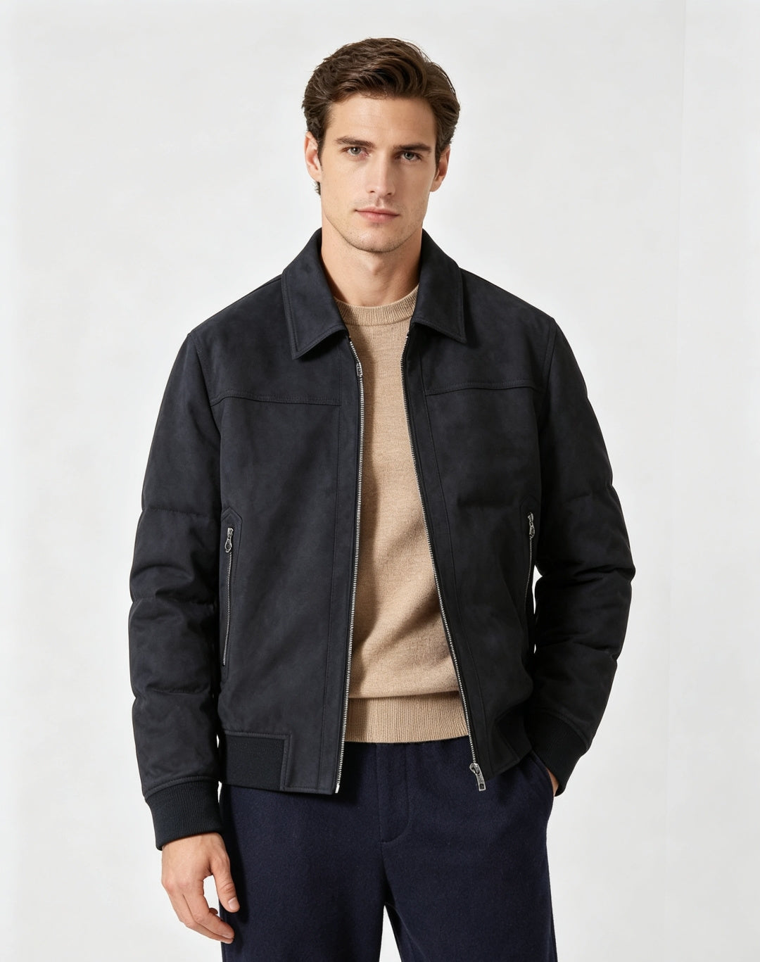 Loro Piana Ivy Bomber Jacket in Dark Blue Night
