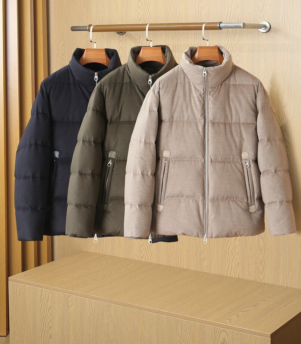 Loro Piana Olive Green Quilted Cashmere Jacket