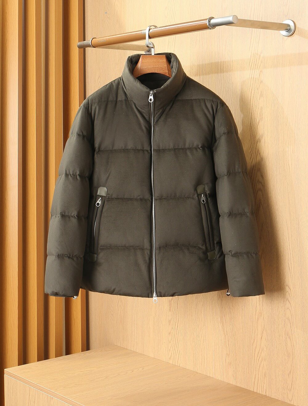 Loro Piana Olive Green Quilted Cashmere Jacket