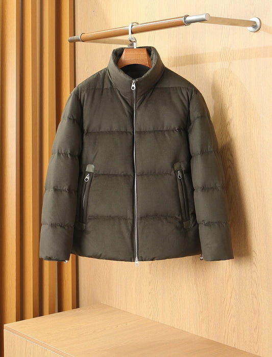 Loro Piana Olive Green Quilted Cashmere Jacket