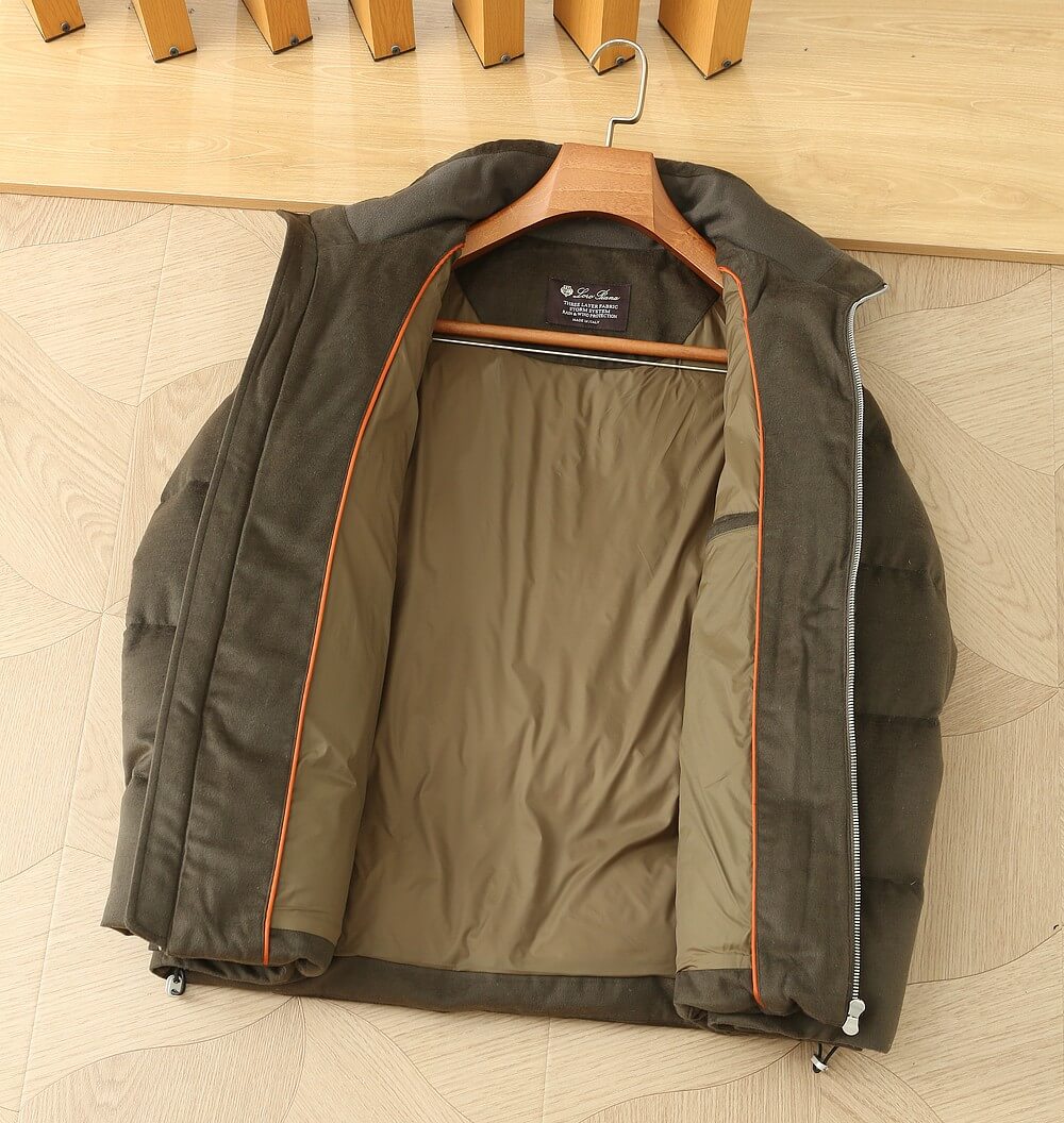 Loro Piana Olive Green Quilted Cashmere Jacket