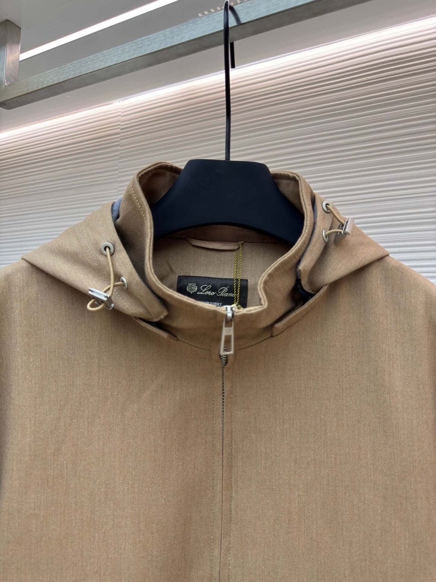 Loro Piana Bomber Pocket Cashmere Hoodie Jacket- Beige