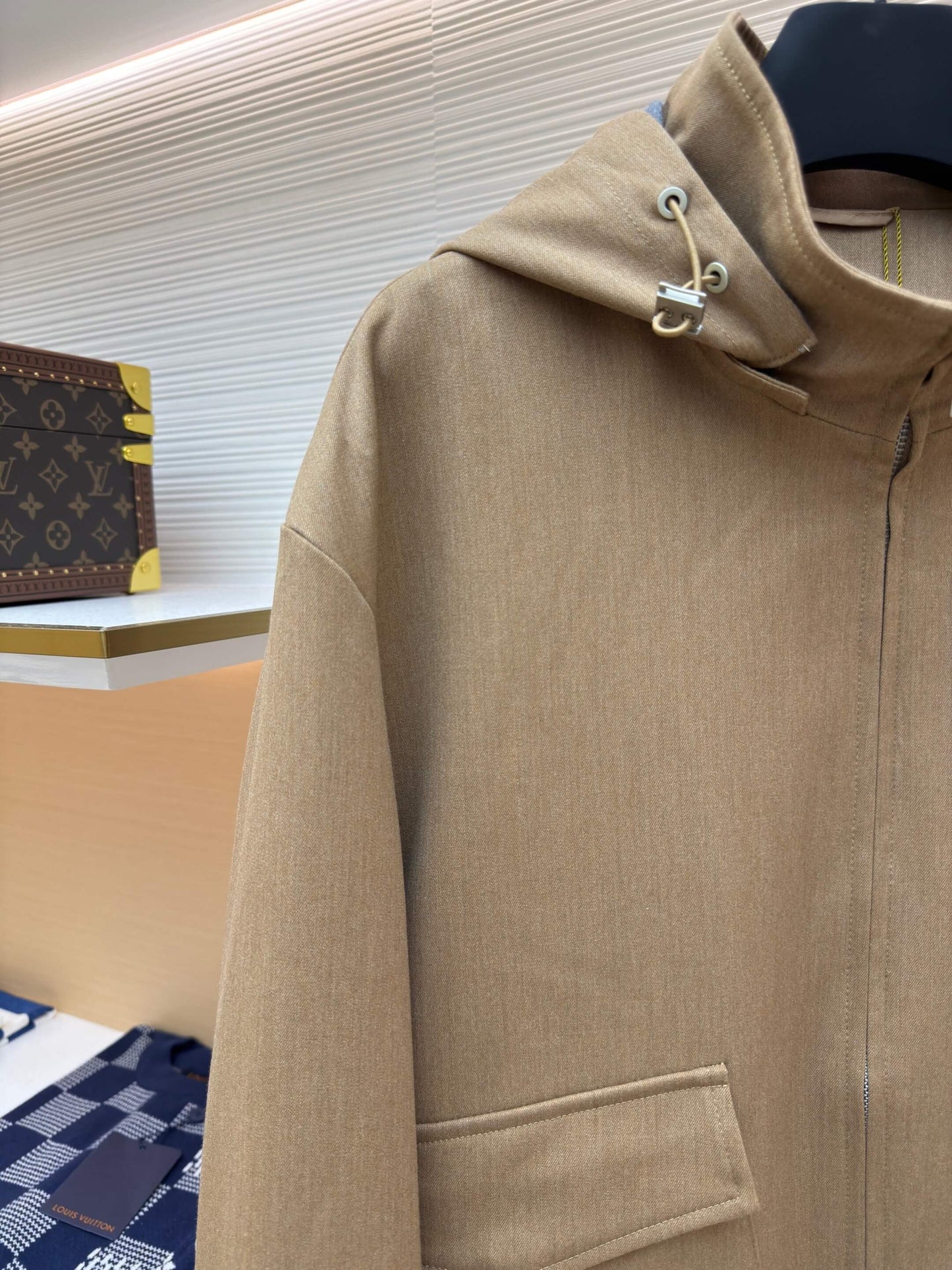 Loro Piana Bomber Pocket Cashmere Hoodie Jacket- Beige