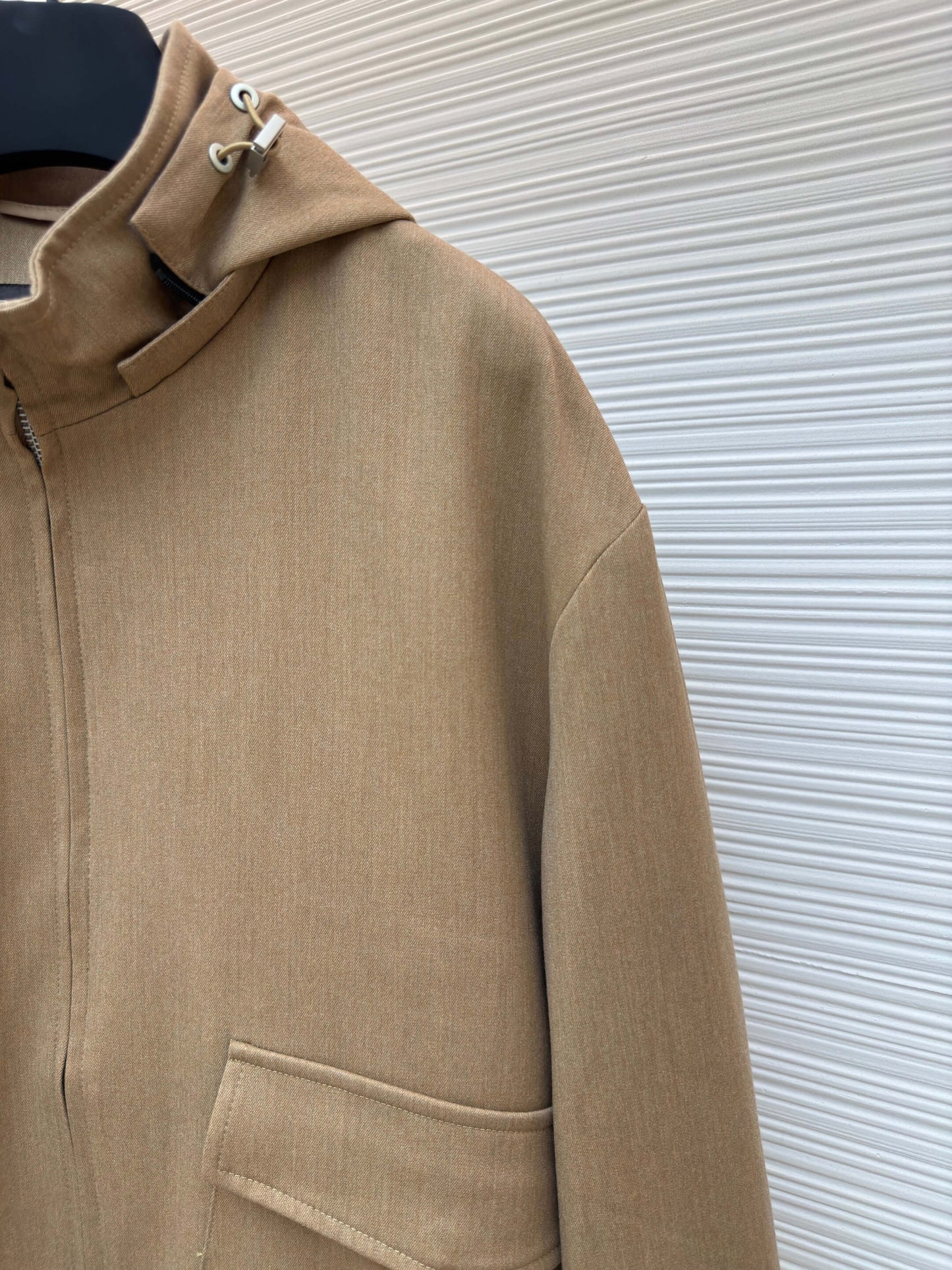 Loro Piana Bomber Pocket Cashmere Hoodie Jacket- Beige