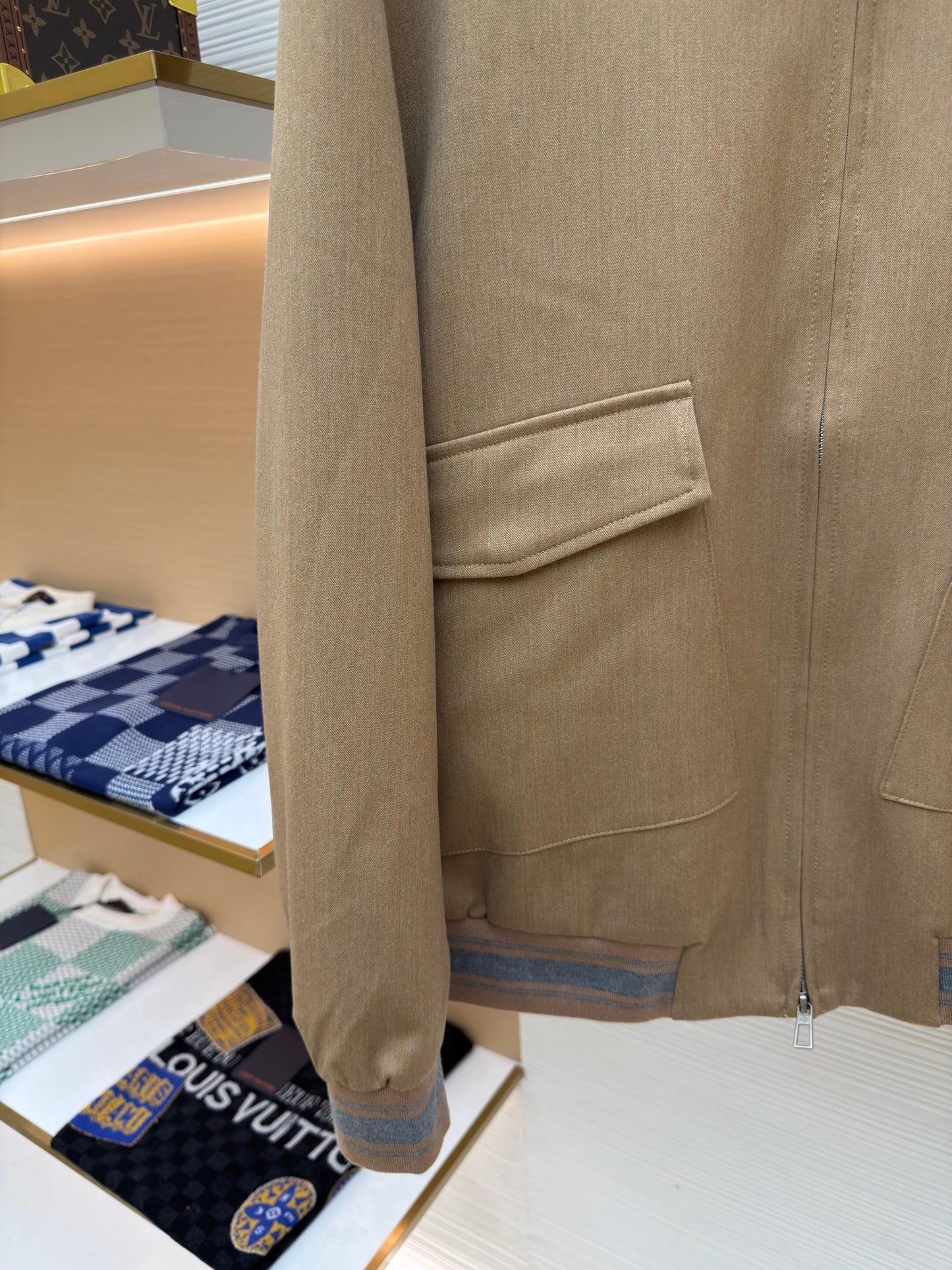 Loro Piana Bomber Pocket Cashmere Hoodie Jacket- Beige