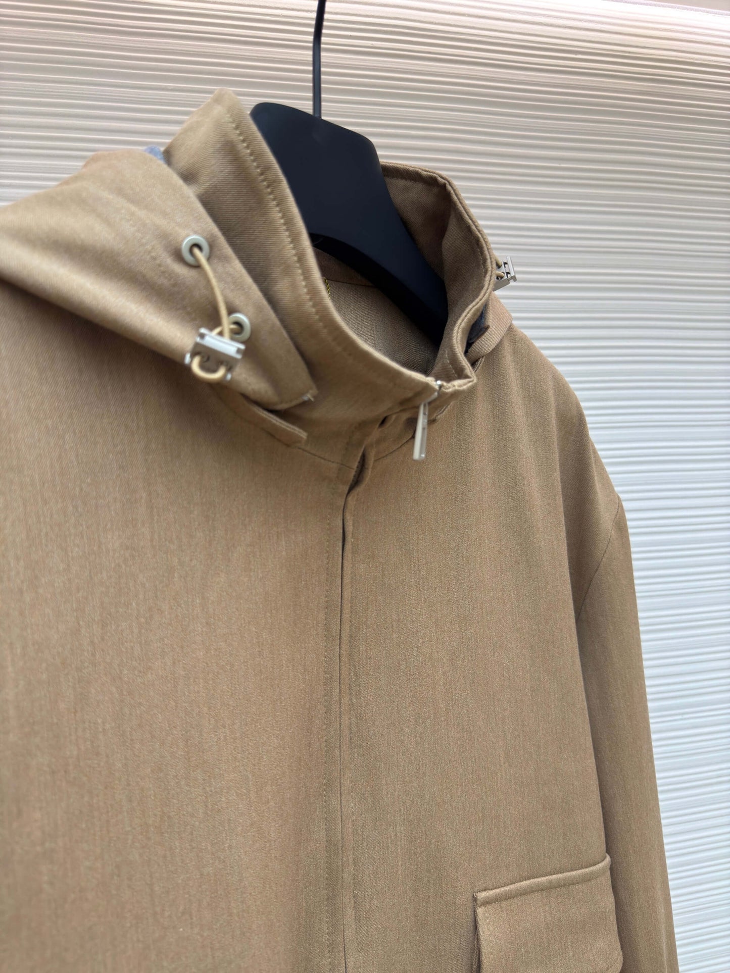 Loro Piana Bomber Pocket Cashmere Hoodie Jacket- Beige