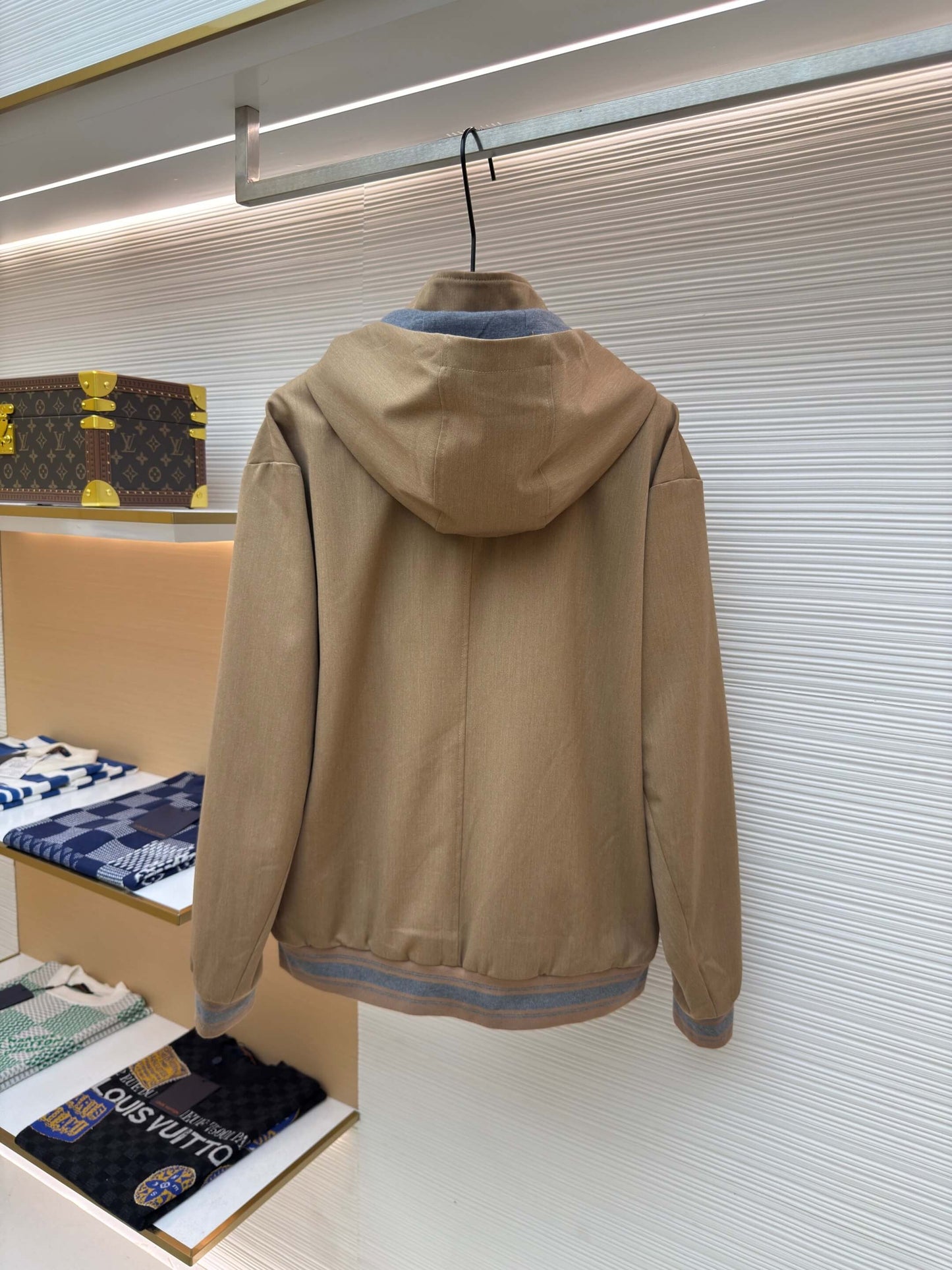 Loro Piana Bomber Pocket Cashmere Hoodie Jacket- Beige