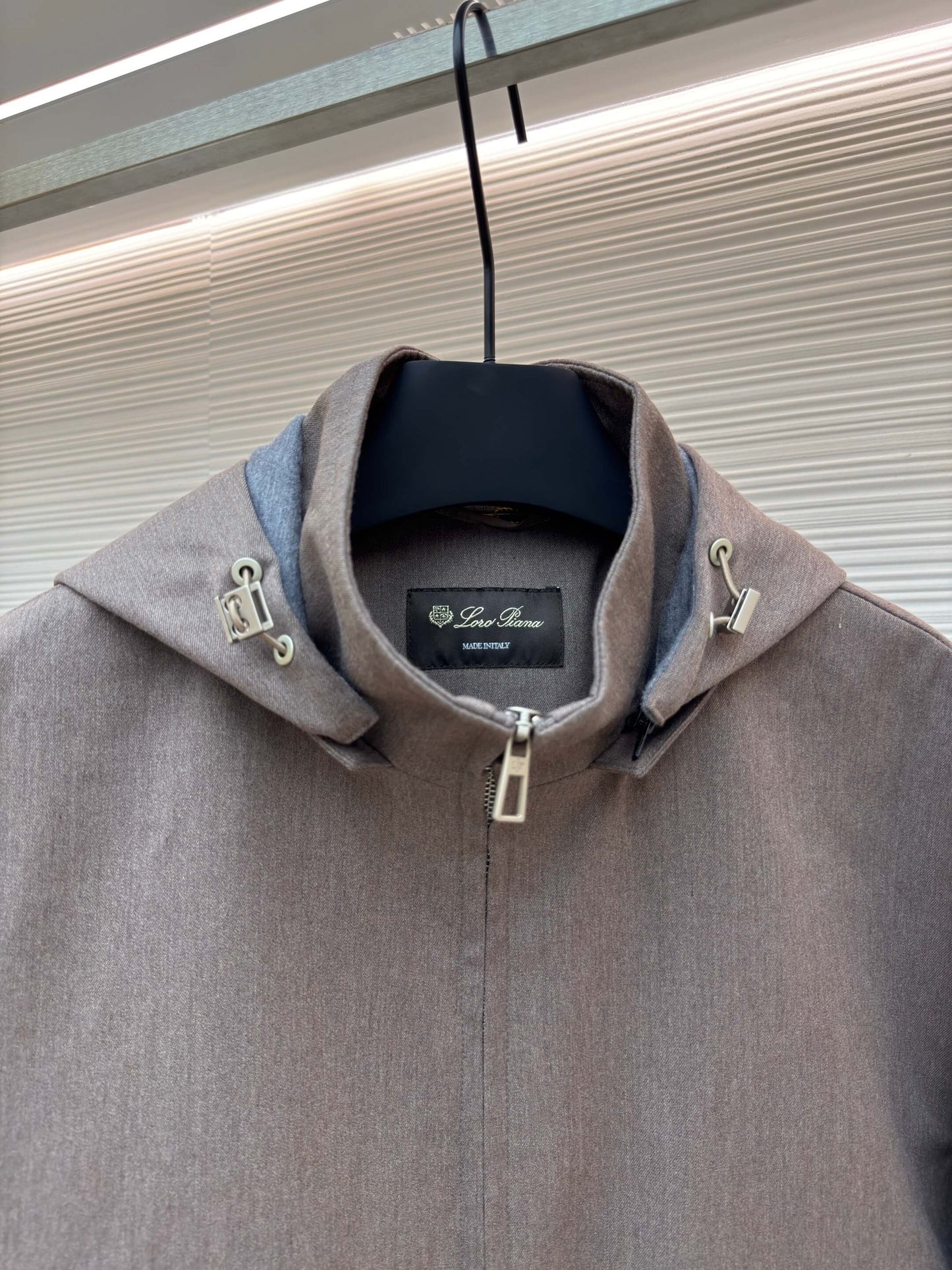 Loro Piana Bomber Pocket Cashmere Hoodie Jacket- Gray