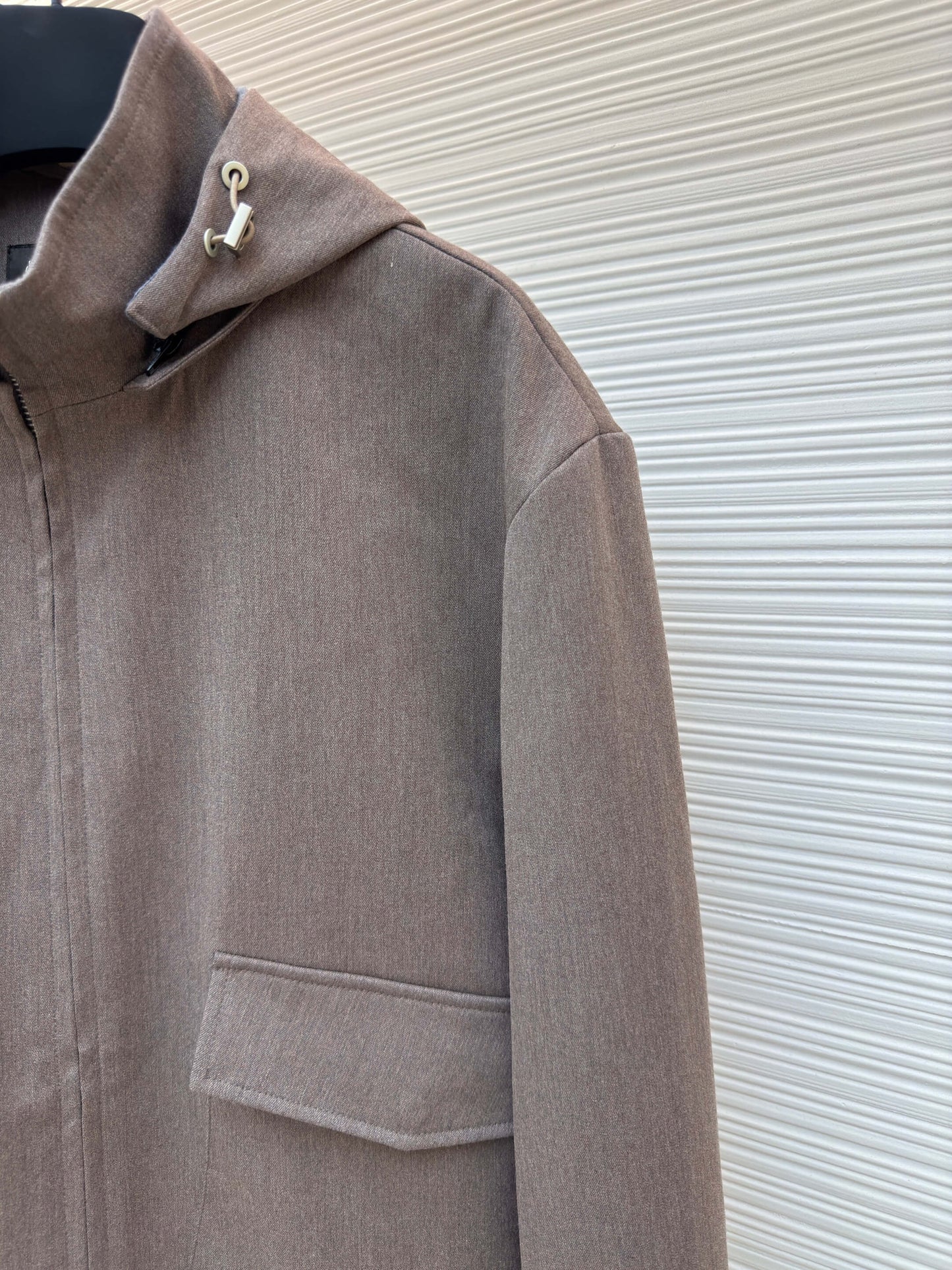 Loro Piana Bomber Pocket Cashmere Hoodie Jacket- Gray