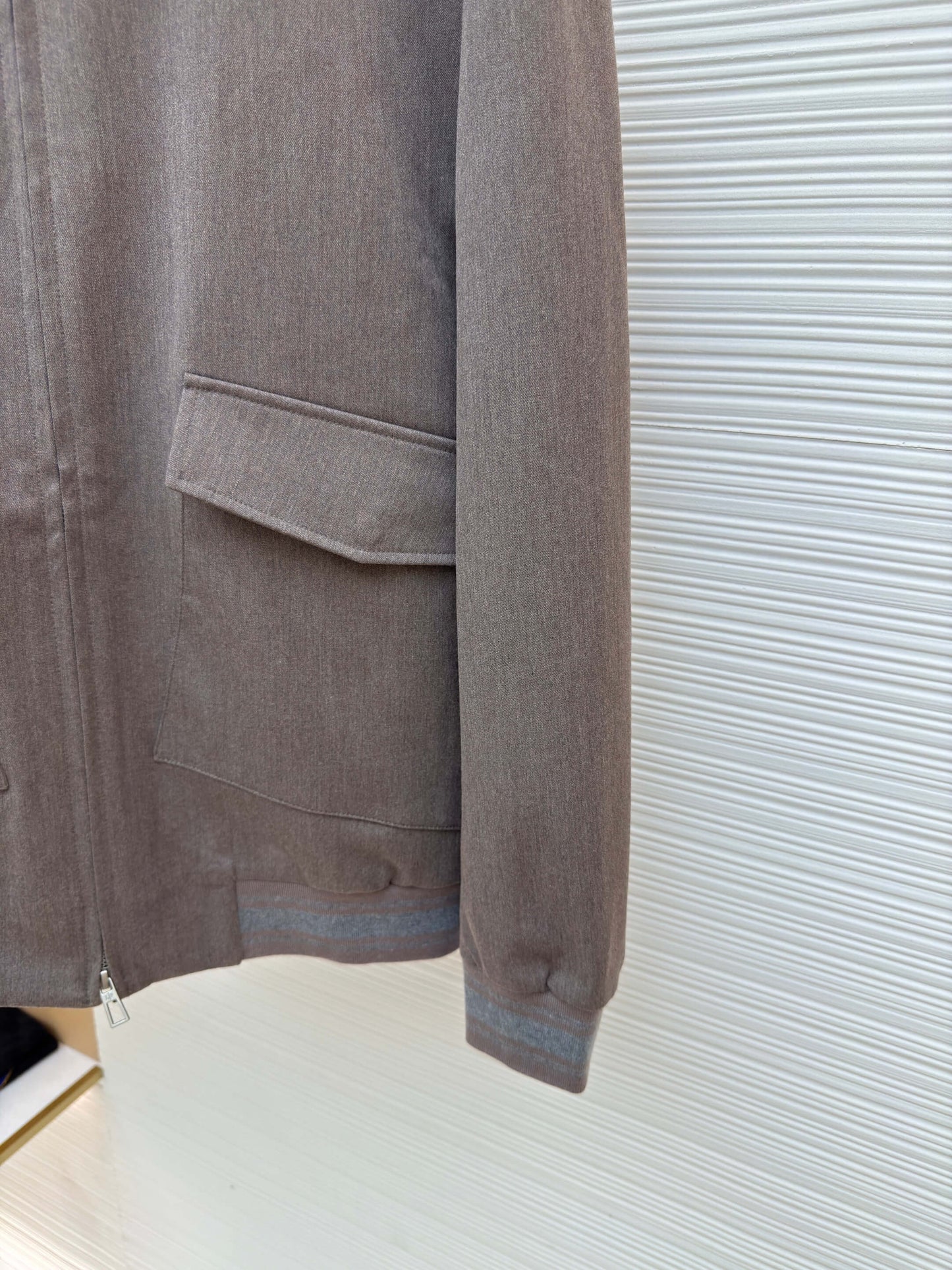 Loro Piana Bomber Pocket Cashmere Hoodie Jacket- Gray