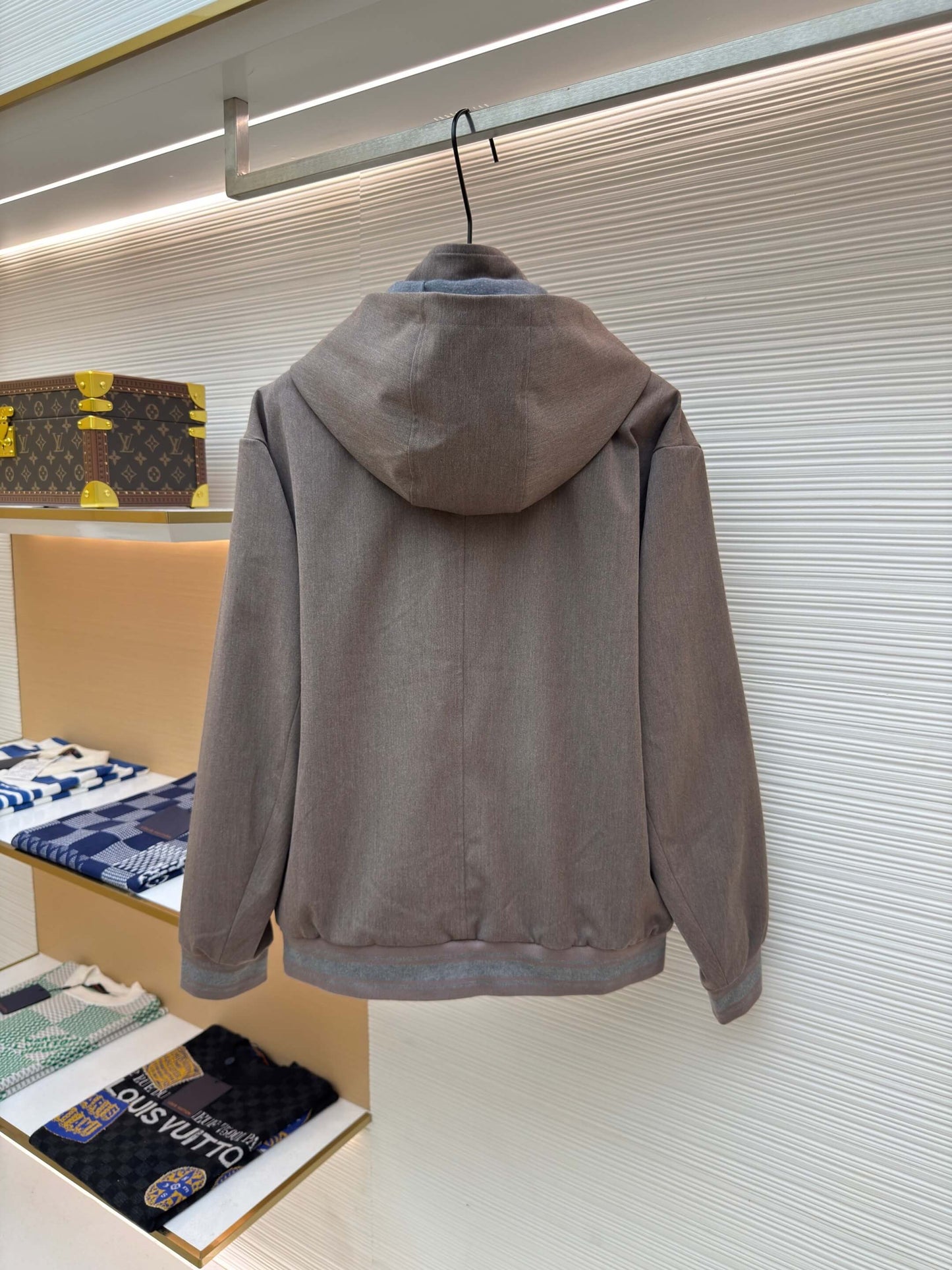 Loro Piana Bomber Pocket Cashmere Hoodie Jacket- Gray