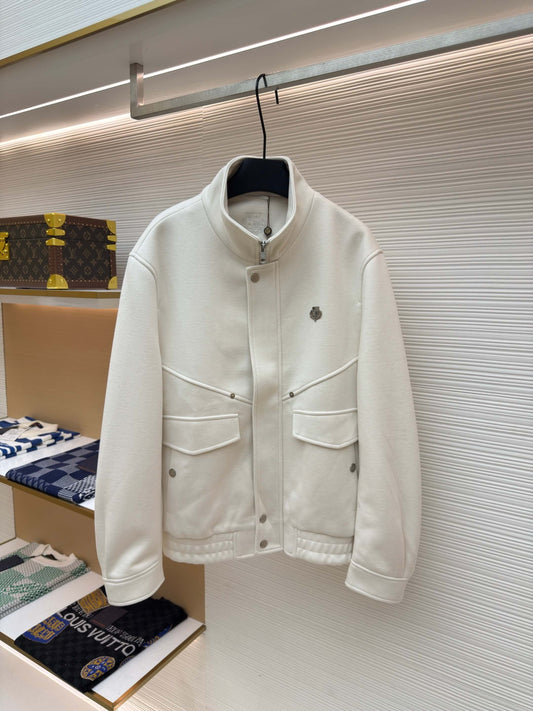 Loro Piana Minimalist Cashmere Jacket- Off-White