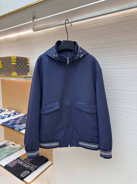 Loro Piana Pocket Cashmere Hoodie- Navy Blue