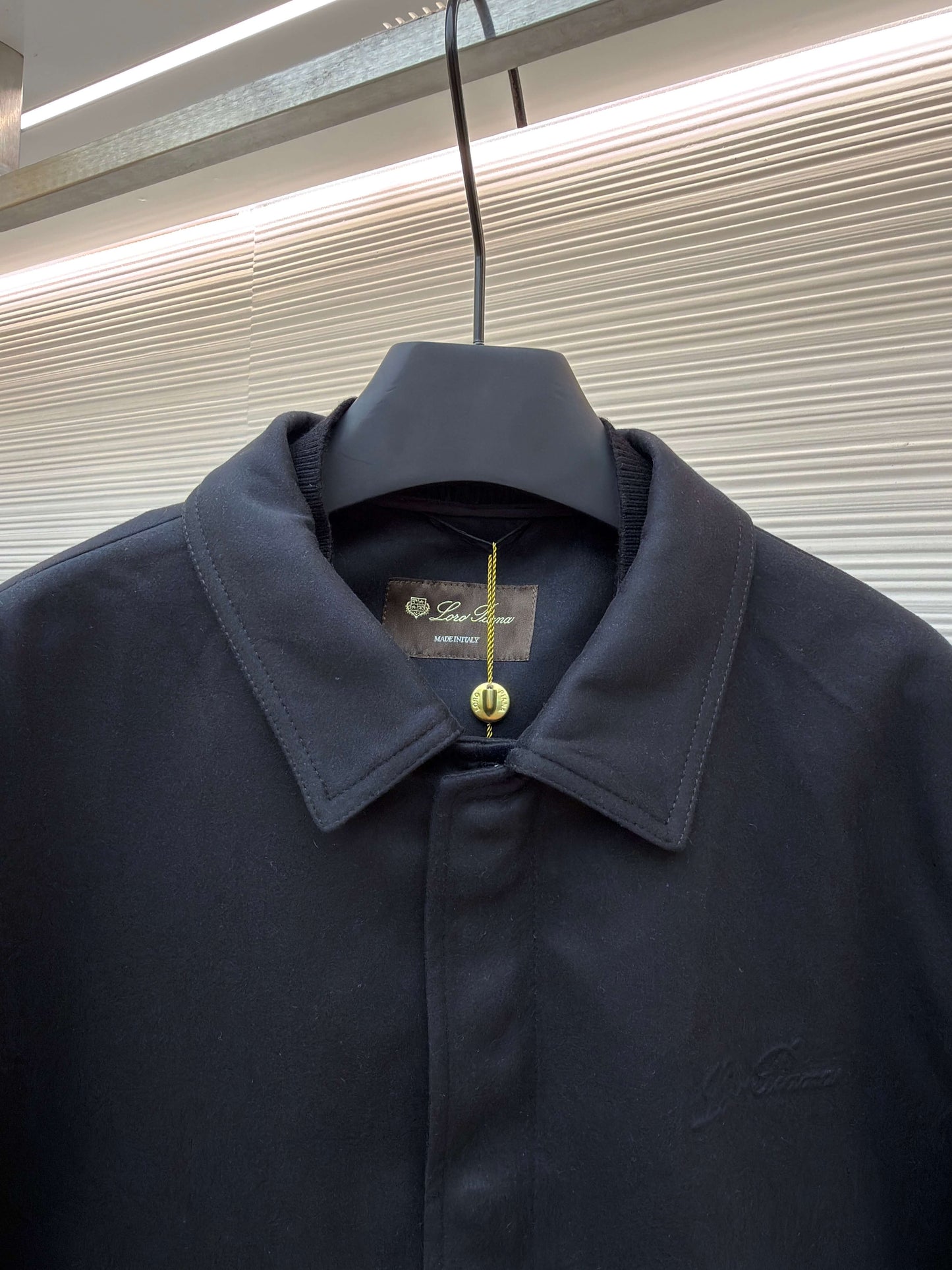 Loro Piana Pocket Stand Collar Cashmere Jacket- Black