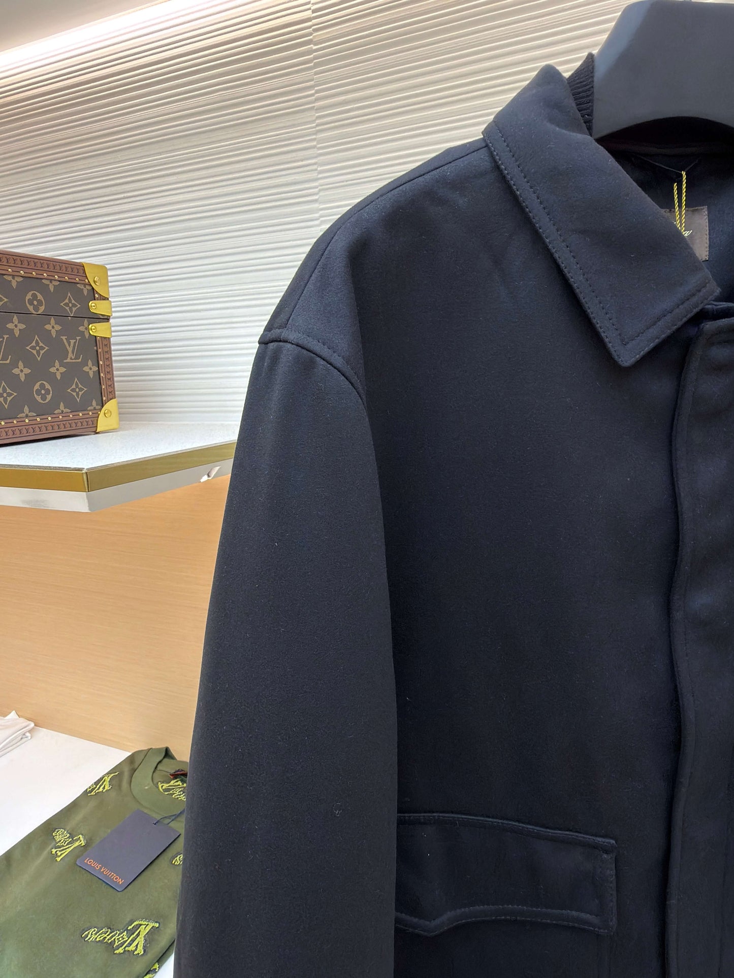 Loro Piana Pocket Stand Collar Cashmere Jacket- Black