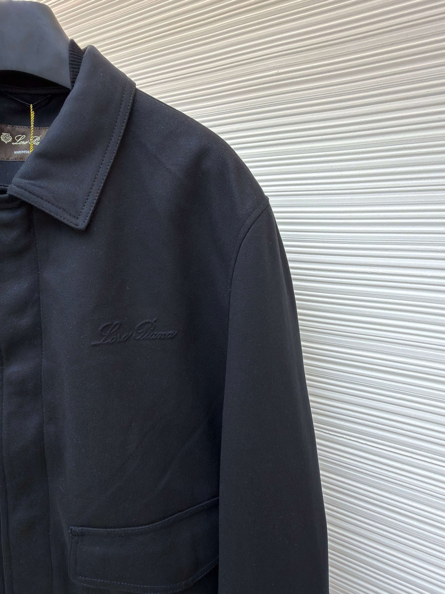 Loro Piana Pocket Stand Collar Cashmere Jacket- Black