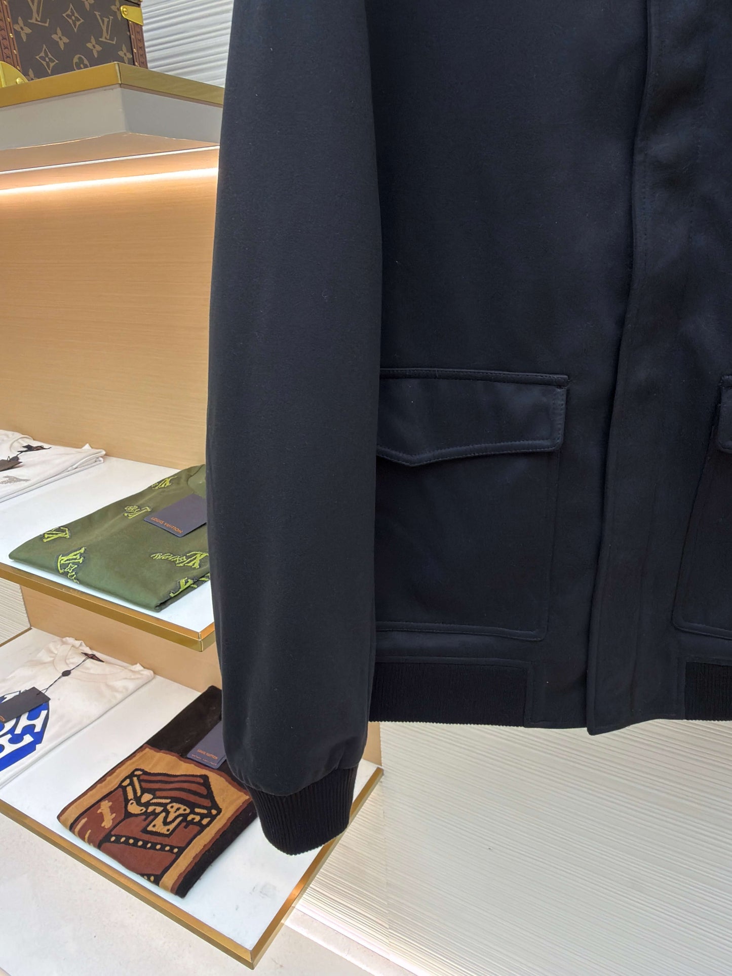 Loro Piana Pocket Stand Collar Cashmere Jacket- Black